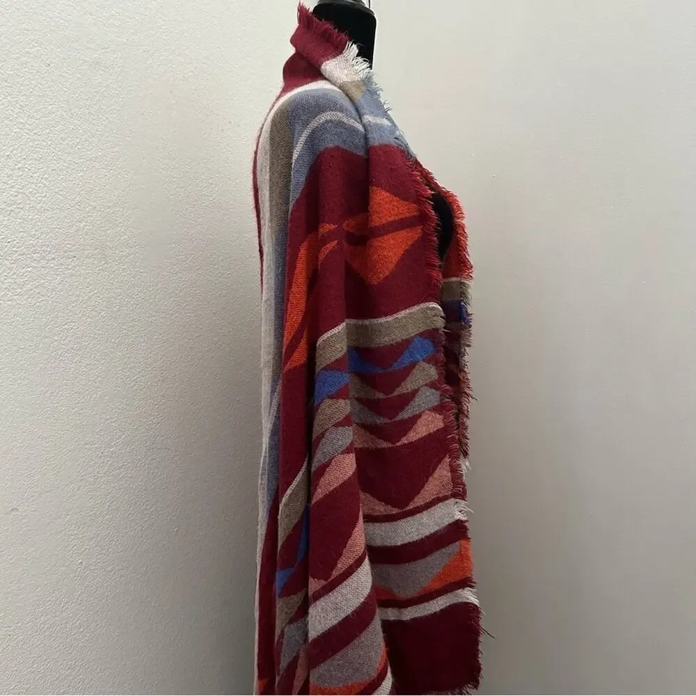 Southwestern Multicolored Cozy Wrap, Geometric Design, Perfect for Cool Nights